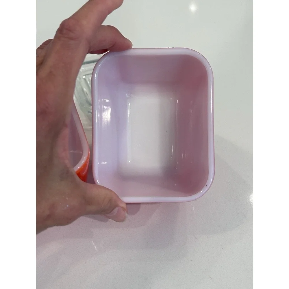 Pyrex 4pc Primary Red 501 Covered Refrigerator Storage Dishes 1947-60 Made USA